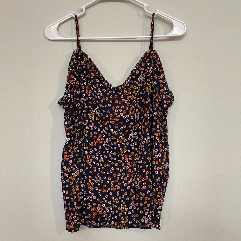 LOFT Navy Blue Daisy Ruffle Cami